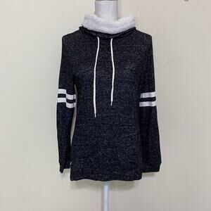 Ambiance Fleece Lined Pullover Sweater with Front Pocket - Gray-Small NEW